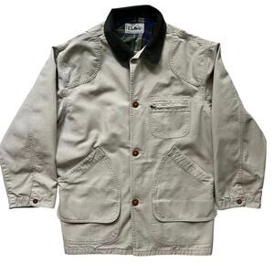 Vintage L.L.Bean Canvas Field Jacket Plaid Lined USA Classic Workwear 80s 90s